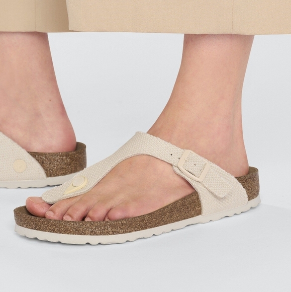 NEW BIRKENSTOCK White Gizeh T strap Thongs SANDALS - Picture 3 of 12